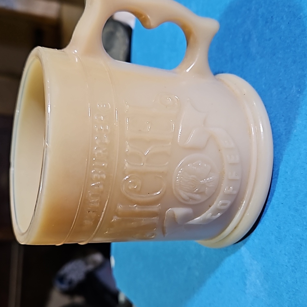 Whataburger Buffalo Nickel Coffee Mug Cup Butterscotch Slag Glass Made In USA